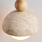 Vaire Travertine & Glass Dome Pendant Light