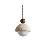 Vaire Travertine & Glass Dome Pendant Light
