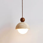 Vaire Travertine & Glass Dome Pendant Light