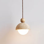 Vaire Travertine & Glass Dome Pendant Light