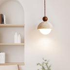 Vaire Travertine & Glass Dome Pendant Light