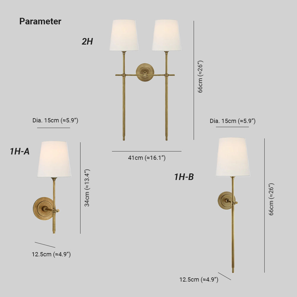 Theodore Brass Wall Lamp with Fabric Shade