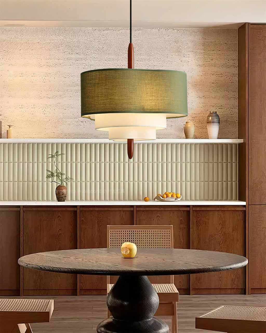 Ophel Green Fabric Pendant Light