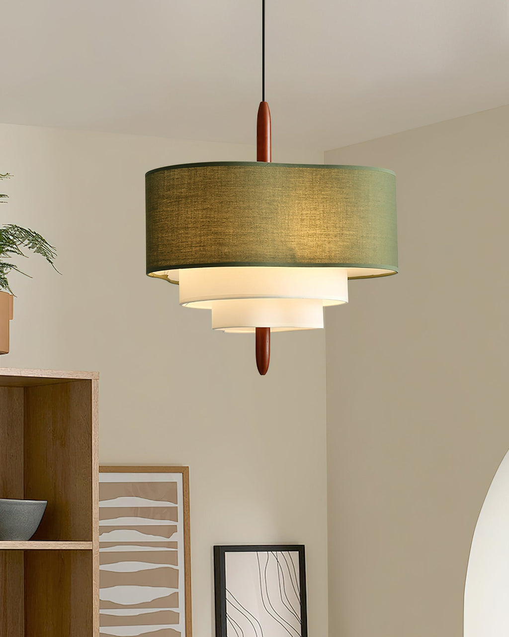 Ophel Green Fabric Pendant Light