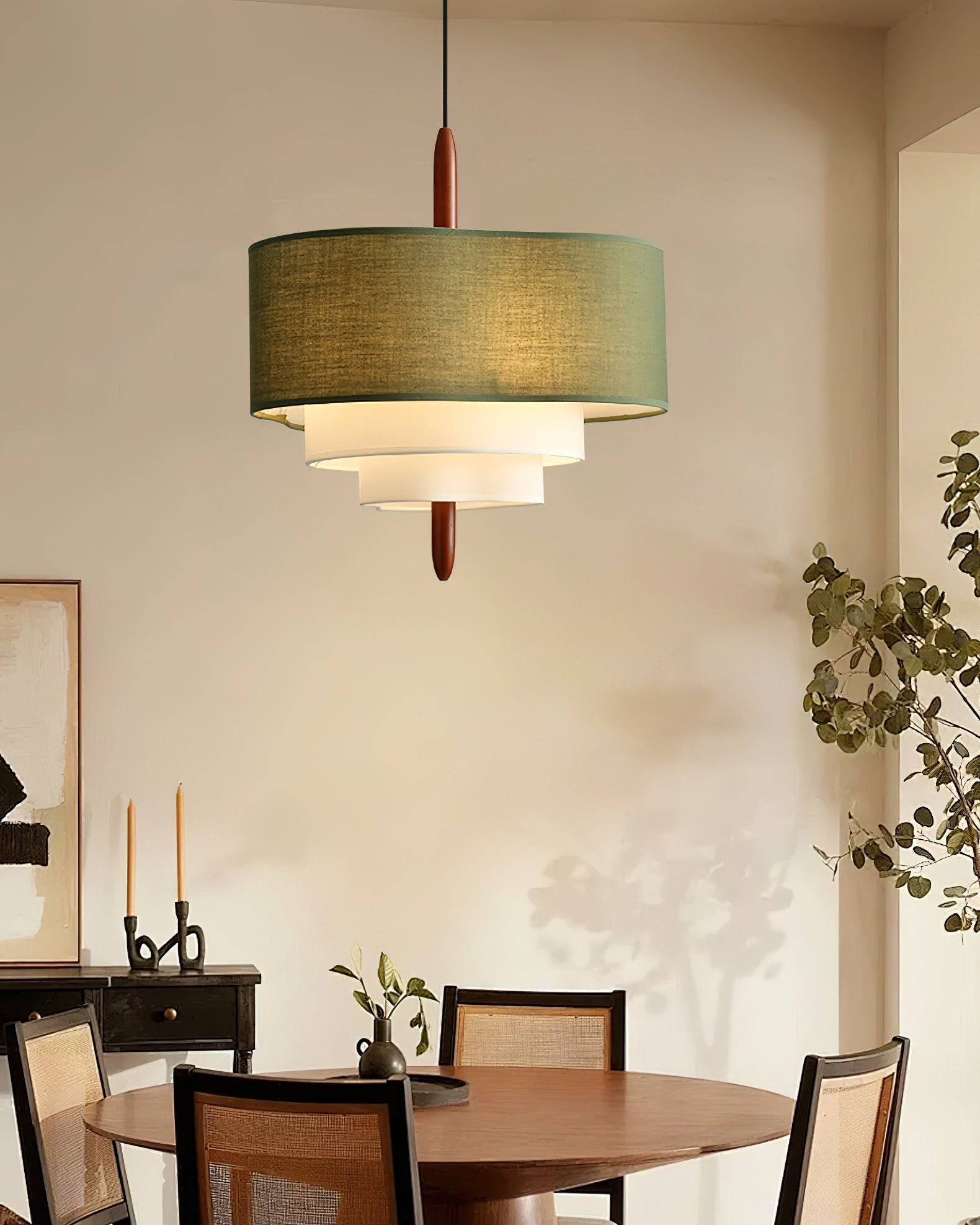 Ophel Green Fabric Pendant Light