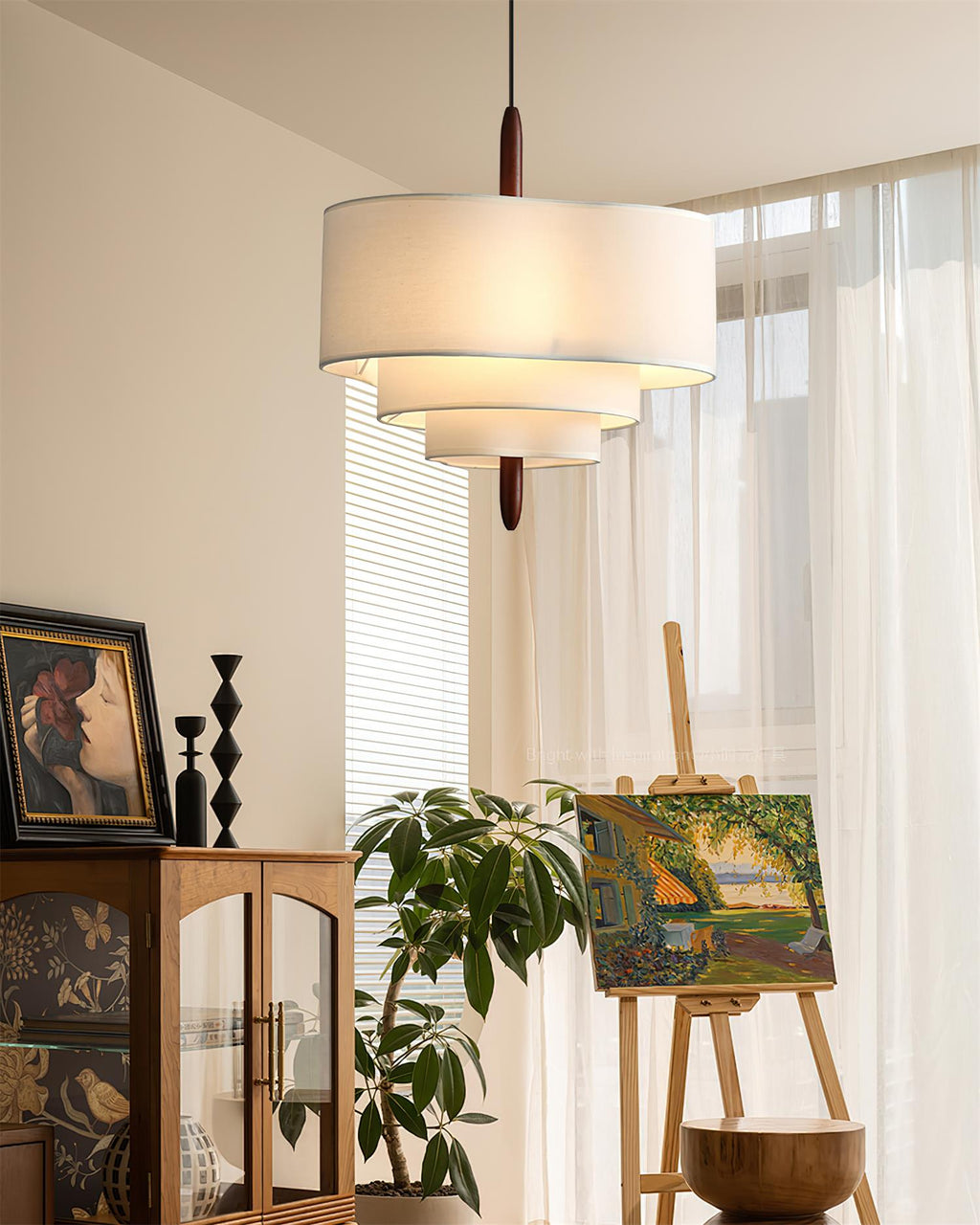 Ophel Green Fabric Pendant Light