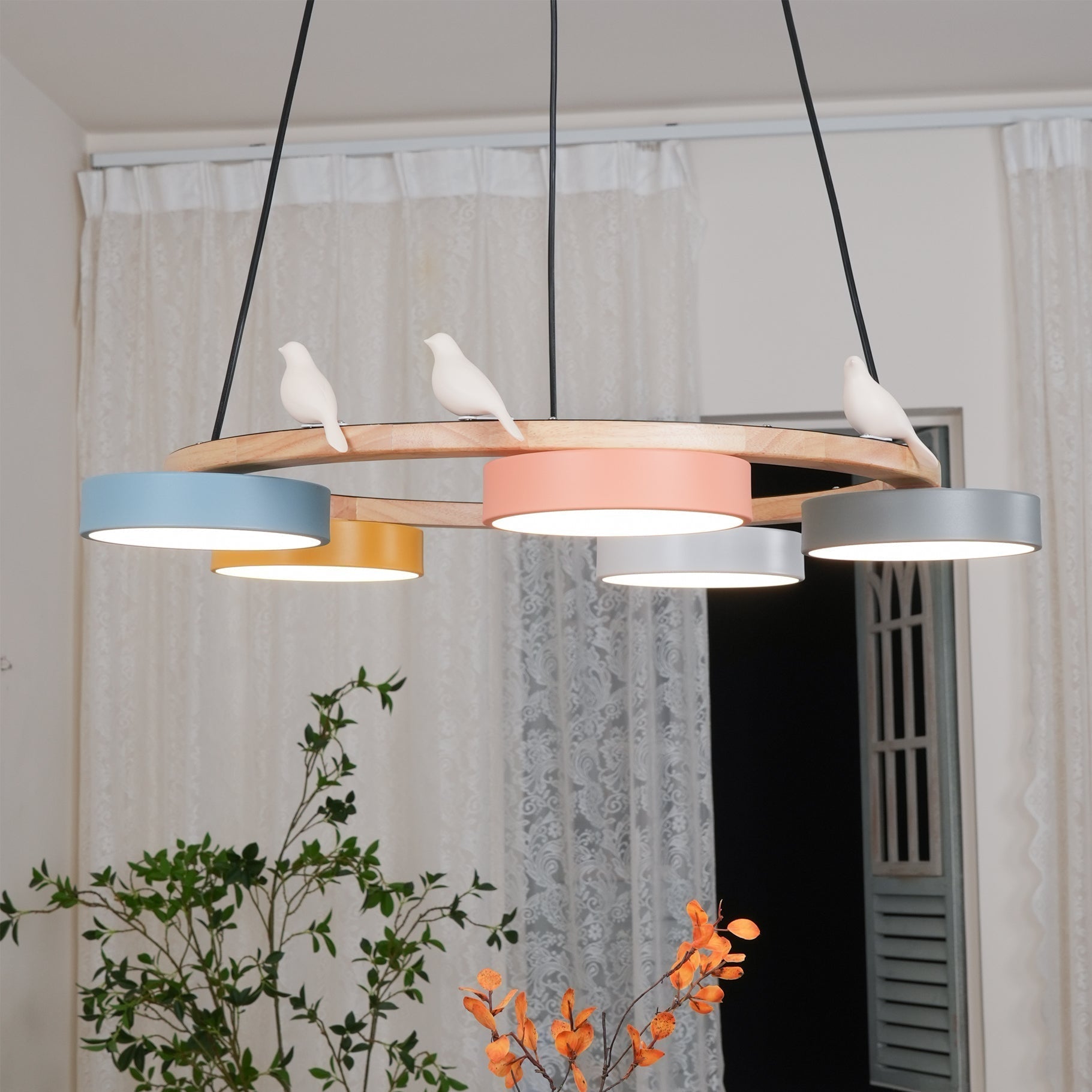 Cliff Round Bird Chandelier