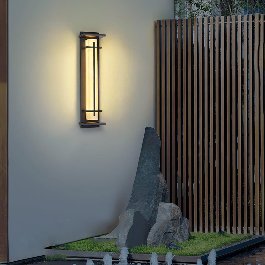 Ray Square Waterproof Outdoor Wall Light with Imitation Alabaster Finish