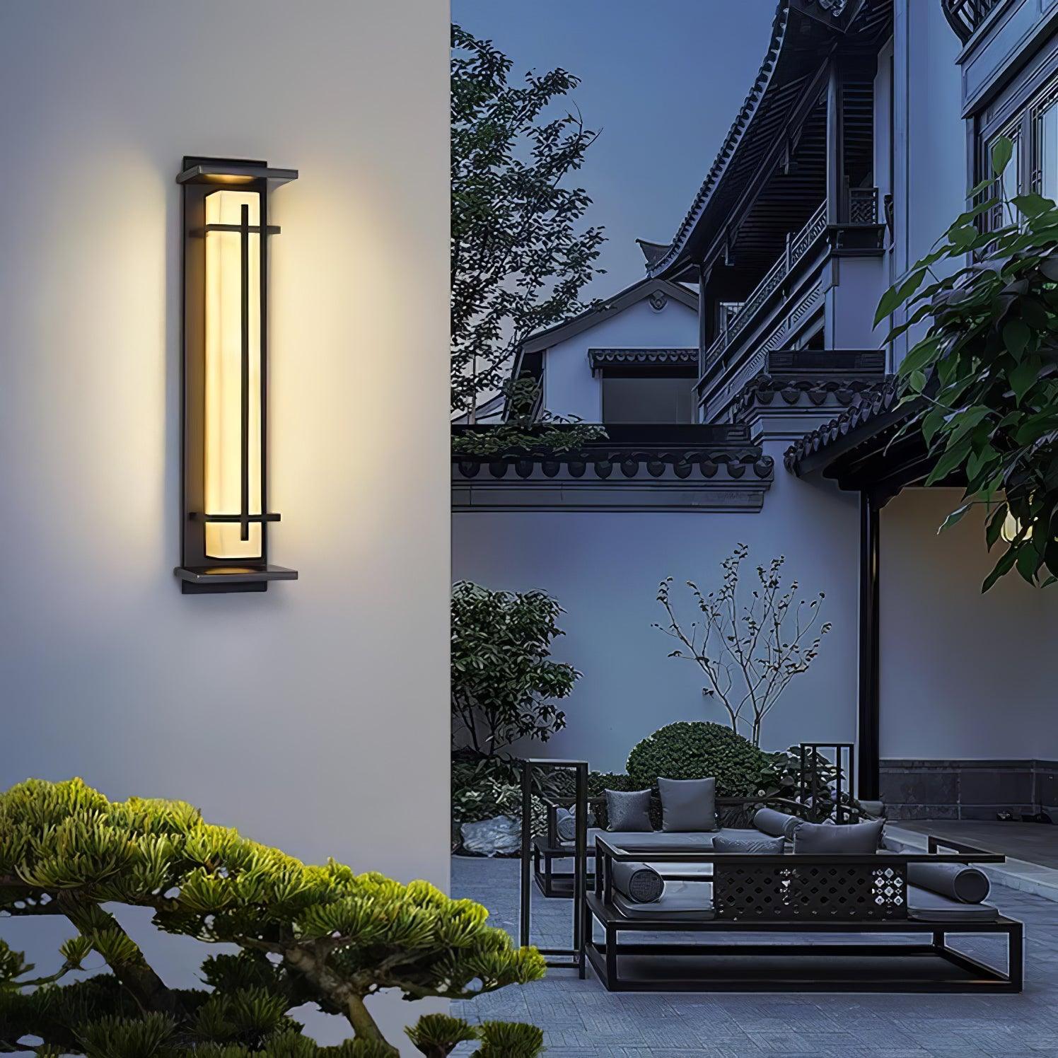 Ray Square Waterproof Outdoor Wall Light with Imitation Alabaster Finish
