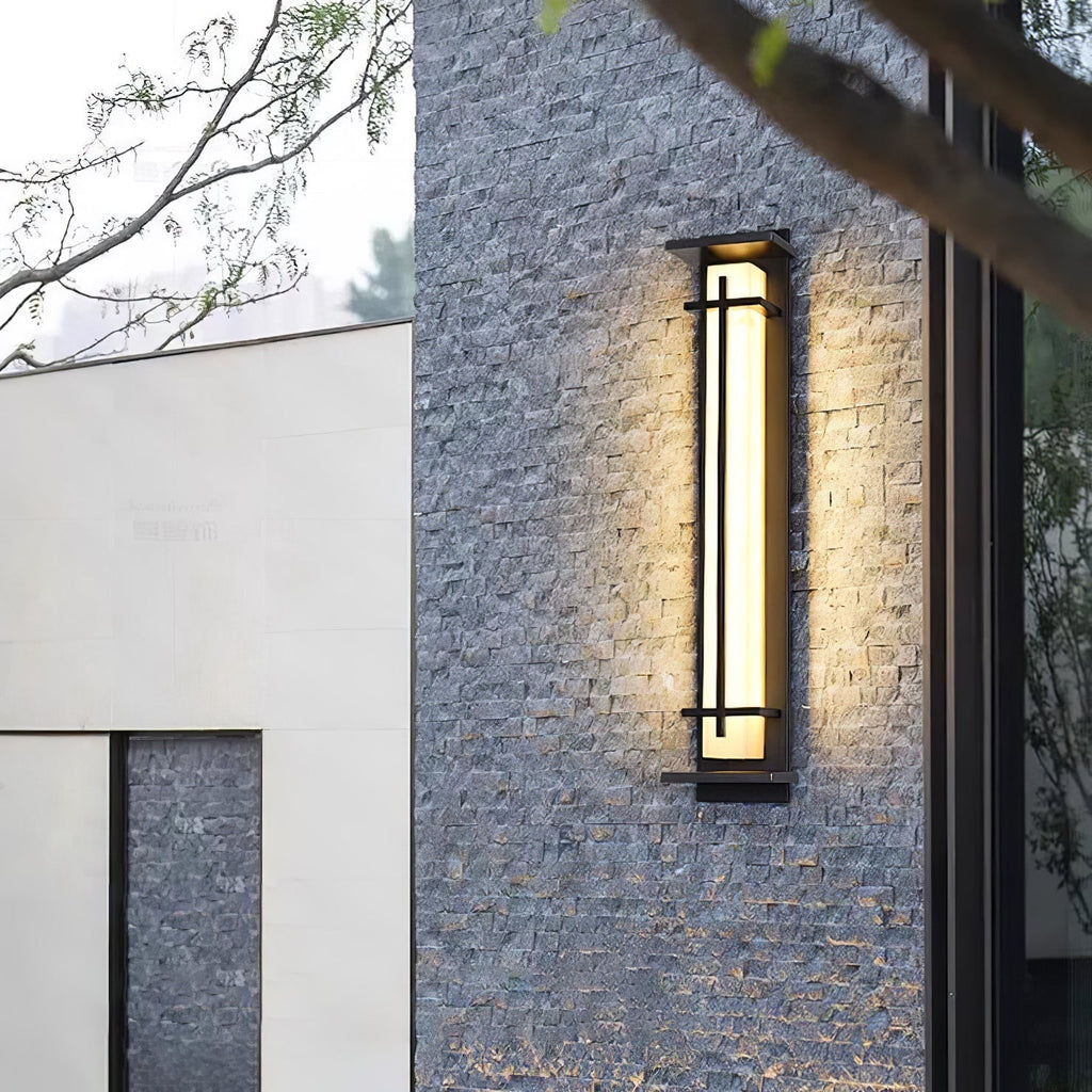 Ray Square Waterproof Outdoor Wall Light with Imitation Alabaster Finish