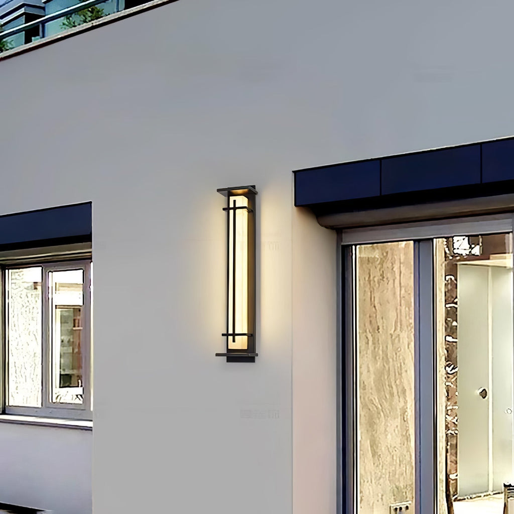 Ray Square Waterproof Outdoor Wall Light with Imitation Alabaster Finish