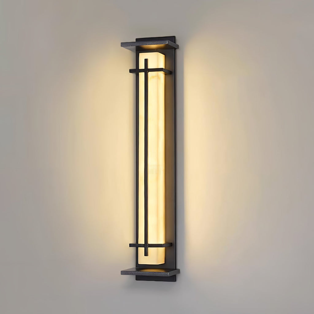 Ray Square Waterproof Outdoor Wall Light with Imitation Alabaster Finish