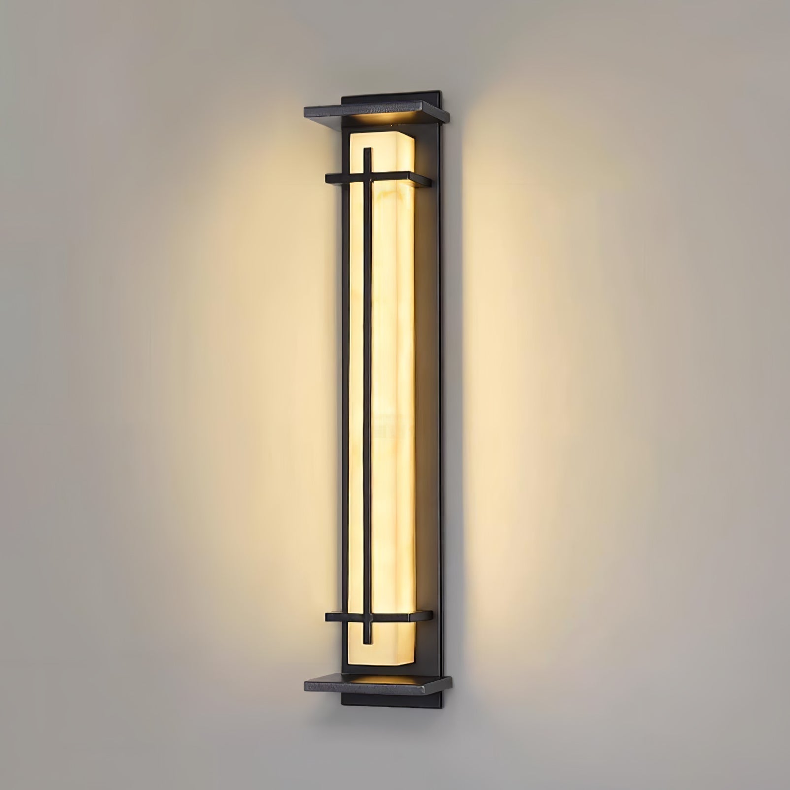 Ray Square Waterproof Outdoor Wall Light with Imitation Alabaster Finish