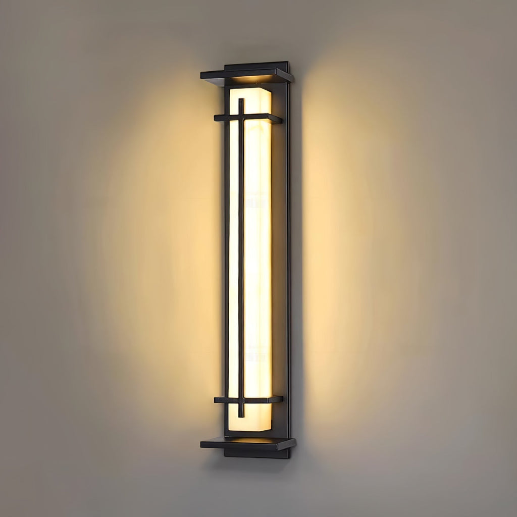 Ray Square Waterproof Outdoor Wall Light with Imitation Alabaster Finish