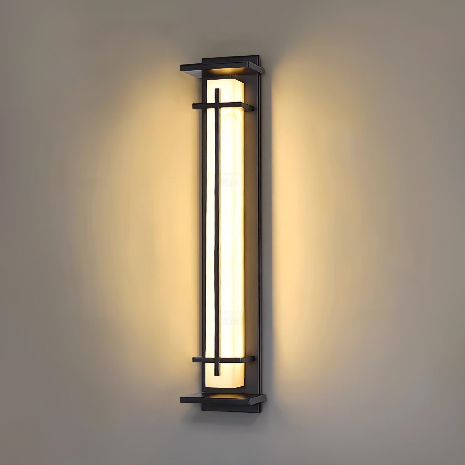 Ray Square Waterproof Outdoor Wall Light with Imitation Alabaster Finish