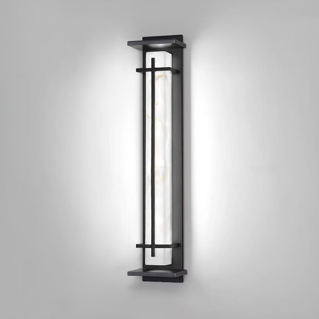 Ray Square Waterproof Outdoor Wall Light with Imitation Alabaster Finish
