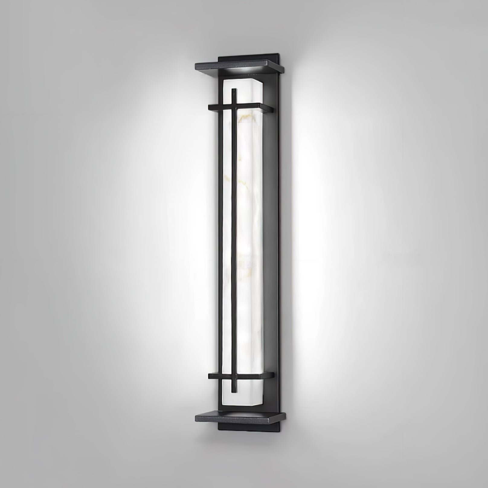 Ray Square Waterproof Outdoor Wall Light with Imitation Alabaster Finish