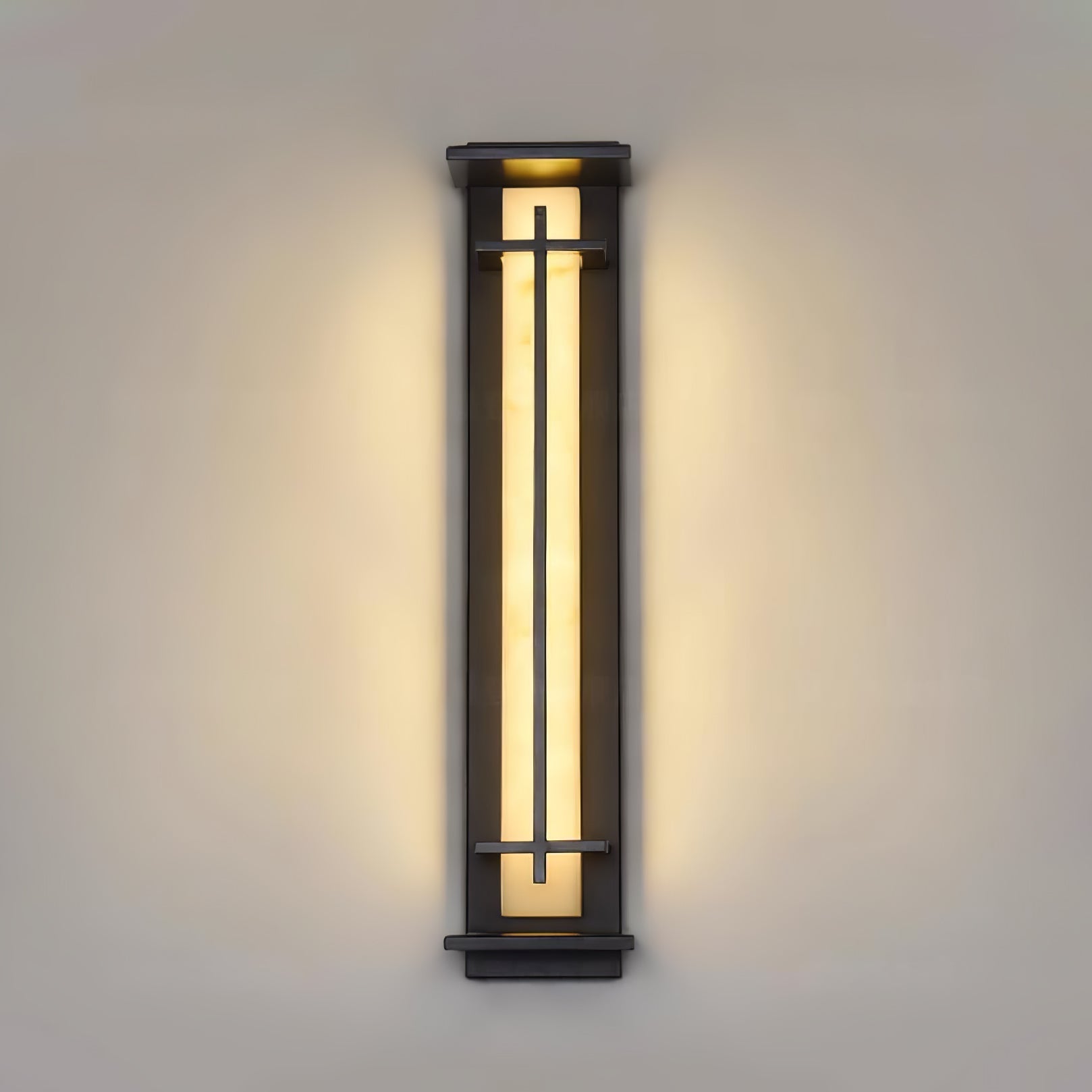 Ray Square Waterproof Outdoor Wall Light with Imitation Alabaster Finish
