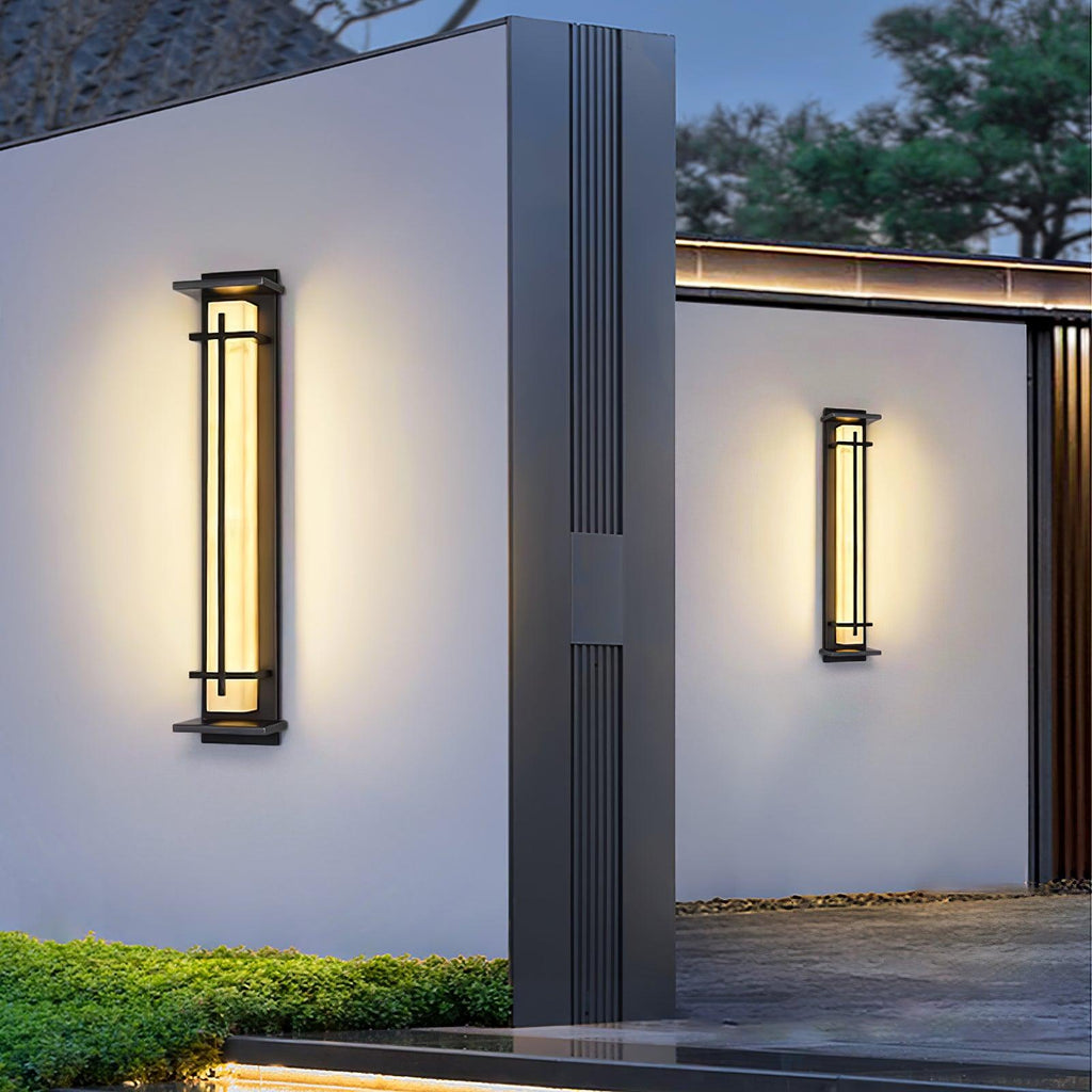 Ray Square Waterproof Outdoor Wall Light with Imitation Alabaster Finish