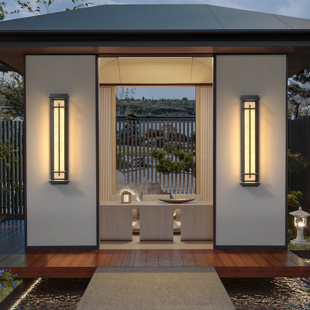 Ray Square Waterproof Outdoor Wall Light with Imitation Alabaster Finish