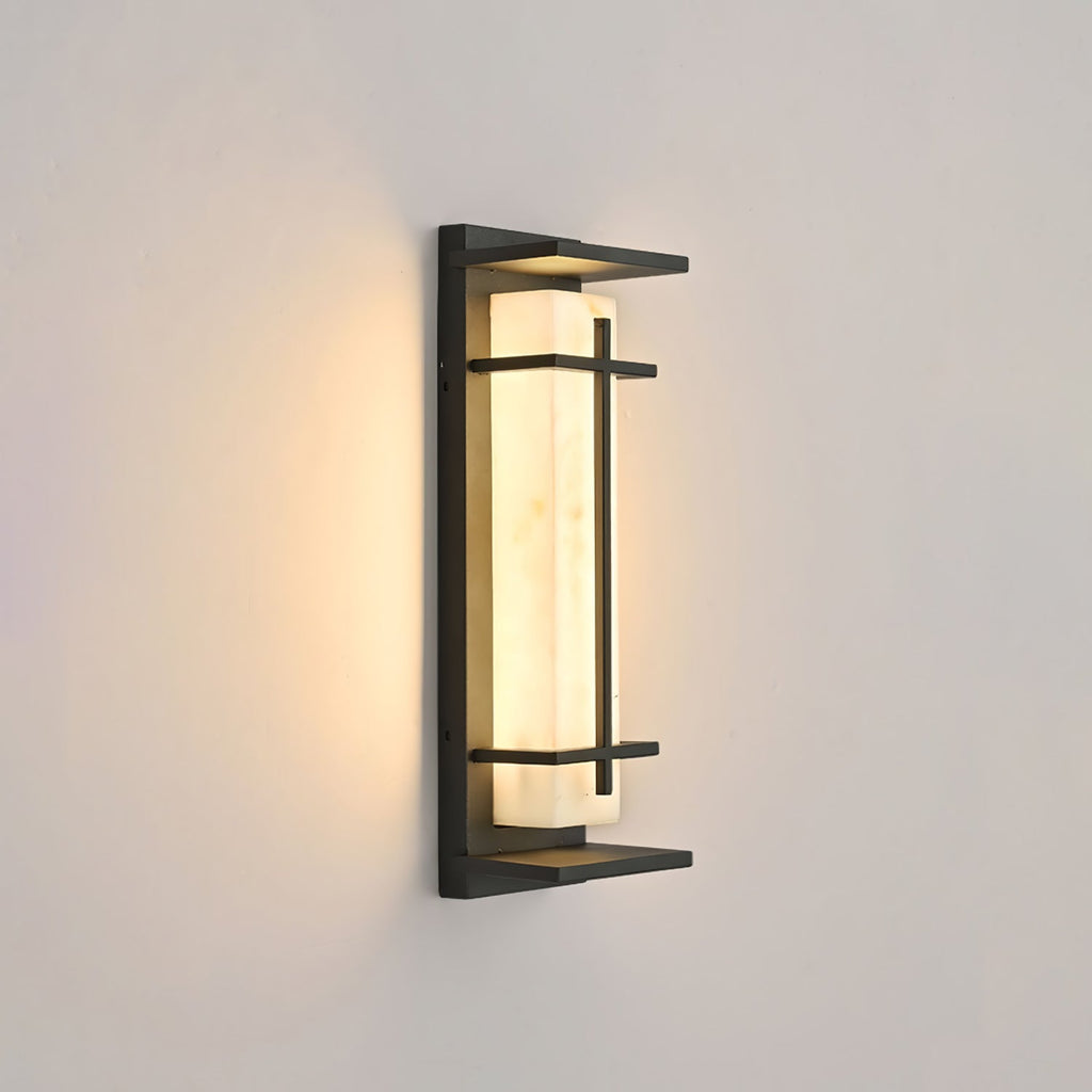 Ray Square Waterproof Outdoor Wall Light with Imitation Alabaster Finish