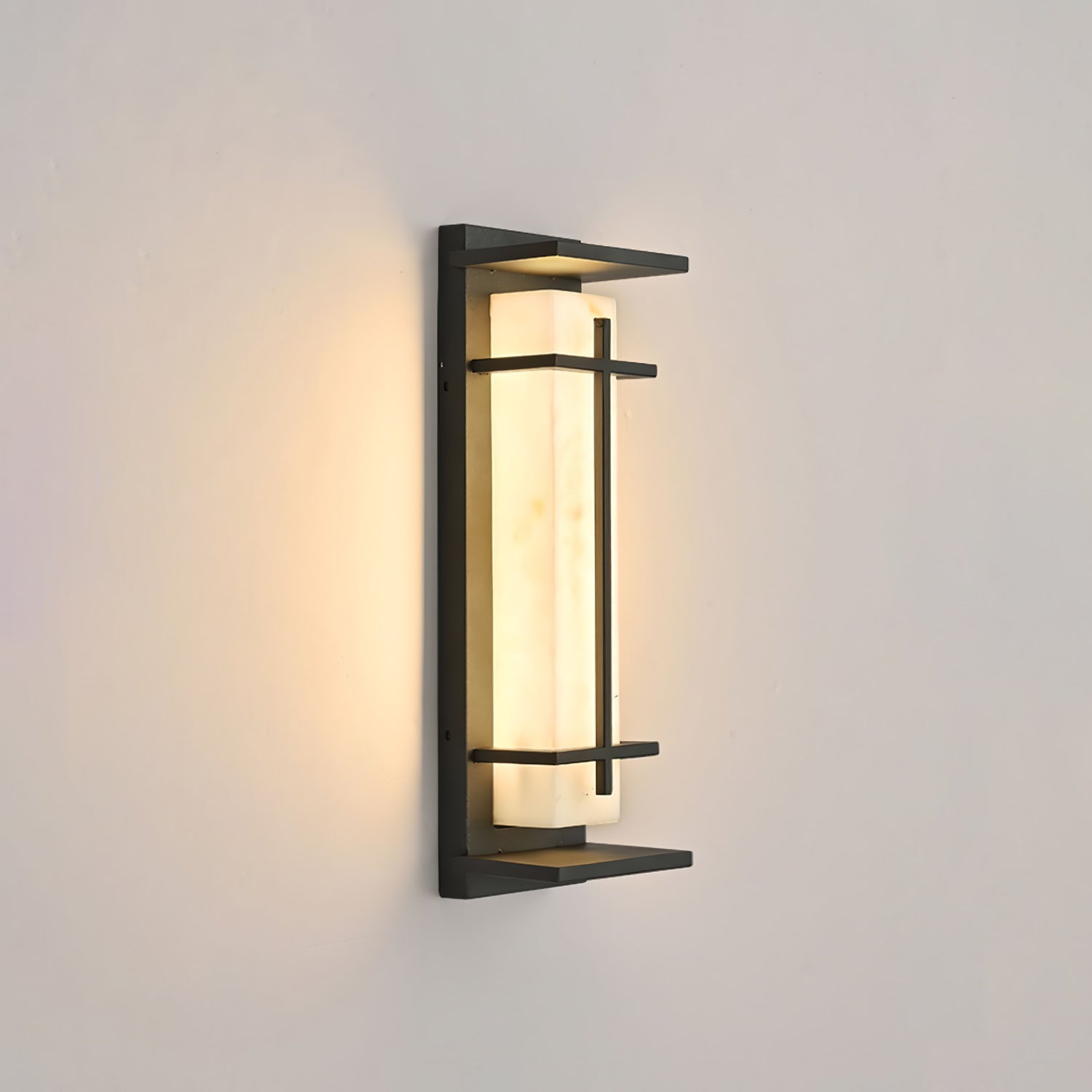 Ray Square Waterproof Outdoor Wall Light with Imitation Alabaster Finish