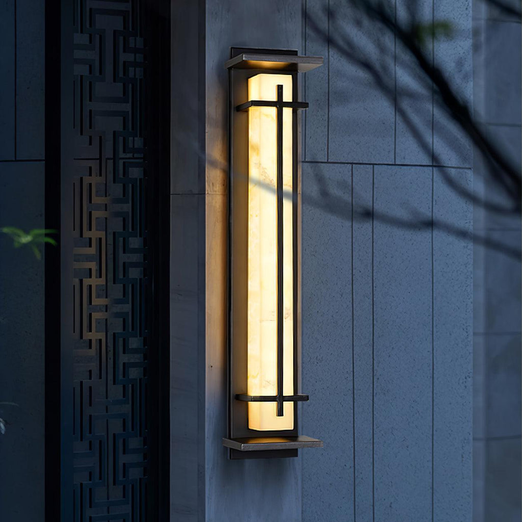 Ray Square Waterproof Outdoor Wall Light with Imitation Alabaster Finish