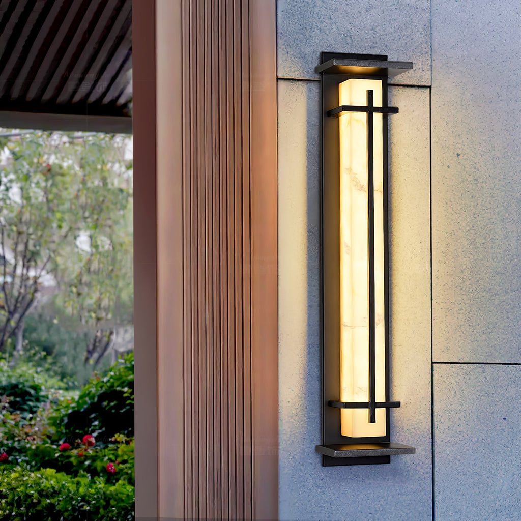 Ray Square Waterproof Outdoor Wall Light with Imitation Alabaster Finish