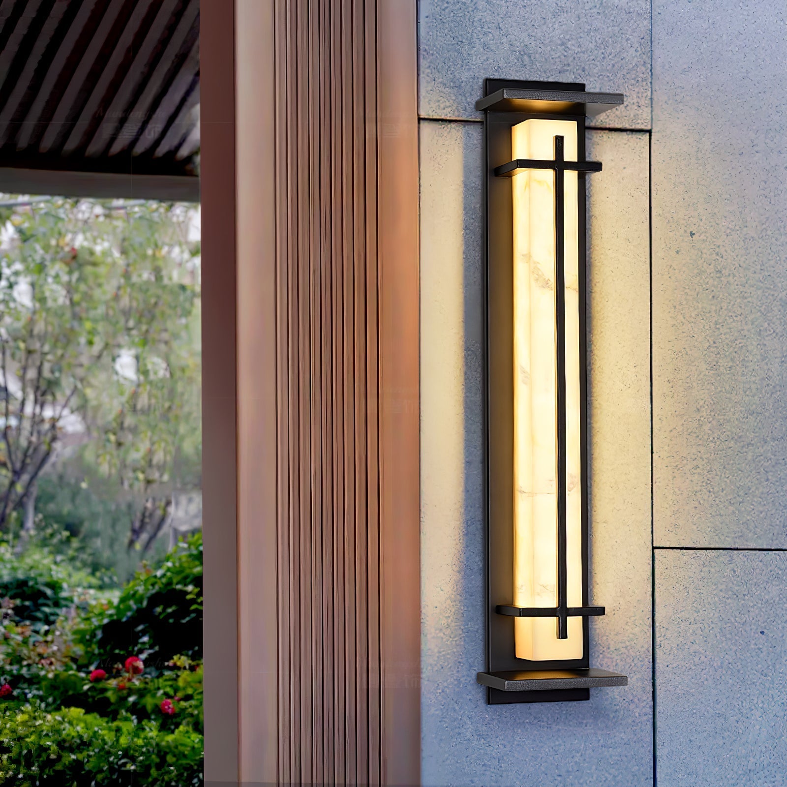 Ray Square Waterproof Outdoor Wall Light with Imitation Alabaster Finish