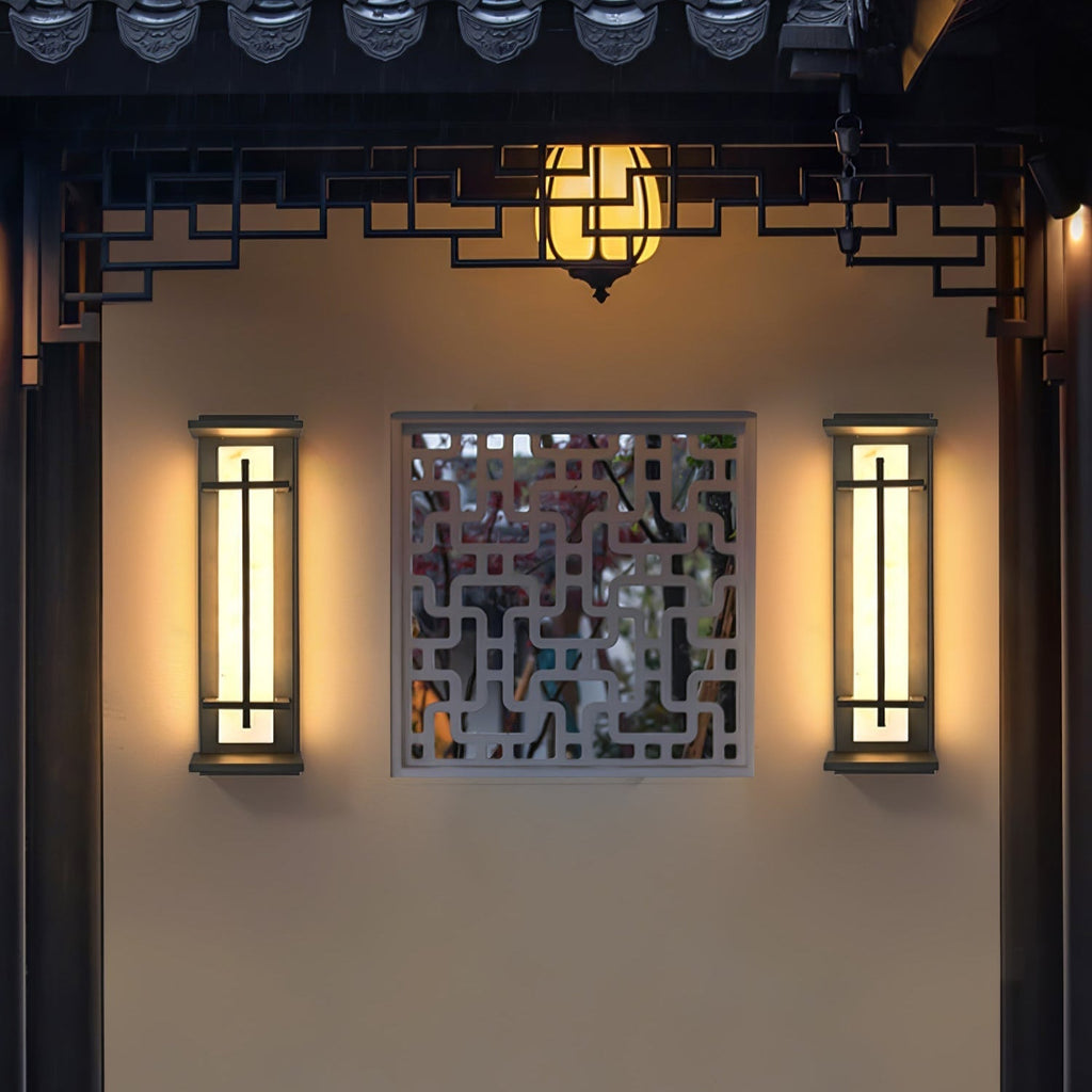 Ray Square Waterproof Outdoor Wall Light with Imitation Alabaster Finish