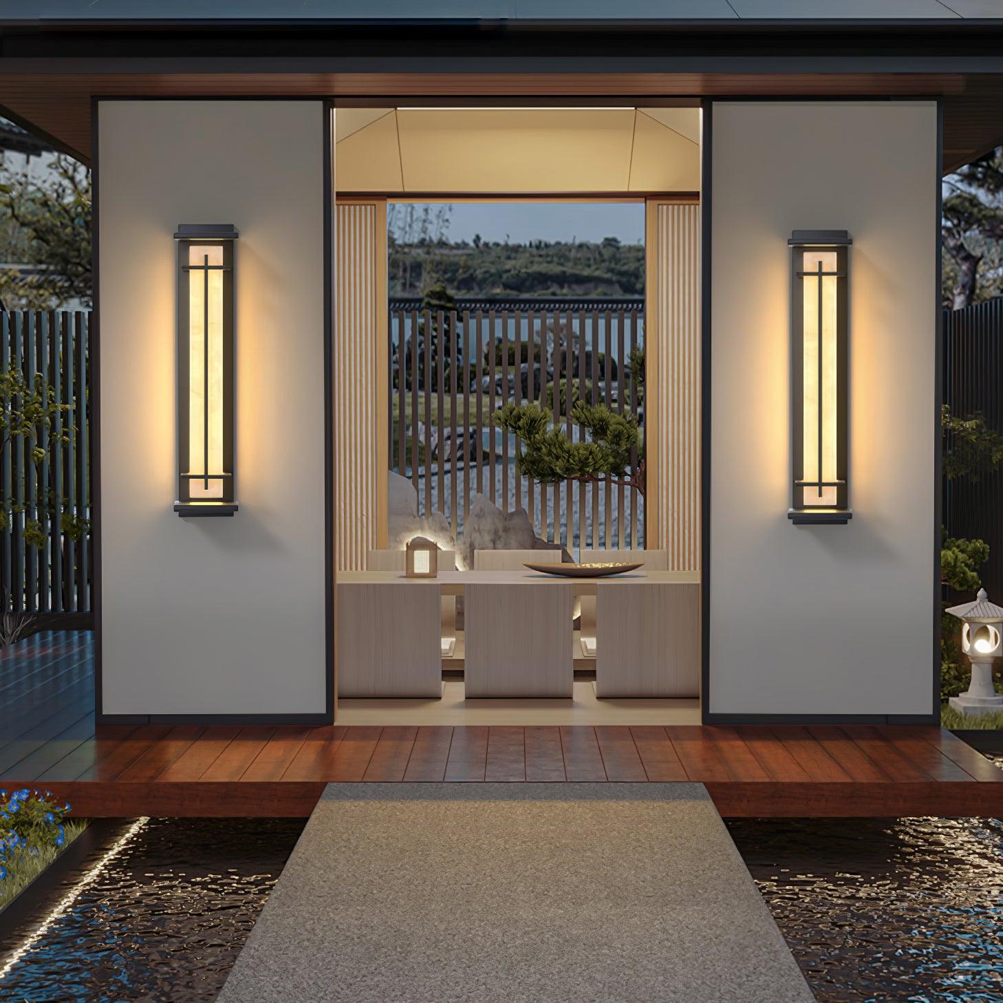 Ray Square Waterproof Outdoor Wall Light with Imitation Alabaster Finish