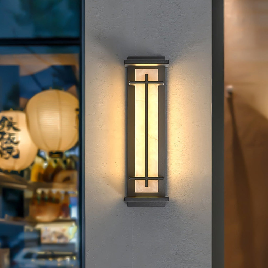 Ray Square Waterproof Outdoor Wall Light with Imitation Alabaster Finish