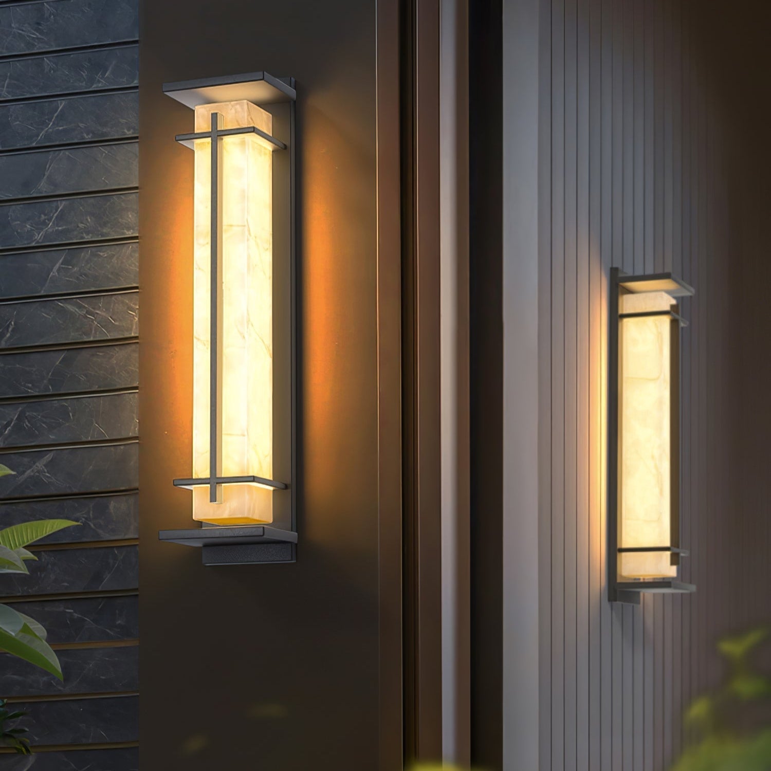 Ray Square Waterproof Outdoor Wall Light with Imitation Alabaster Finish