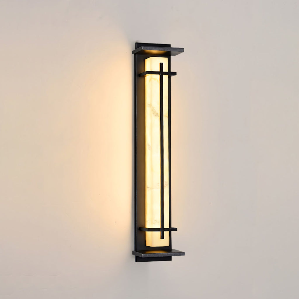 Ray Square Waterproof Outdoor Wall Light with Imitation Alabaster Finish