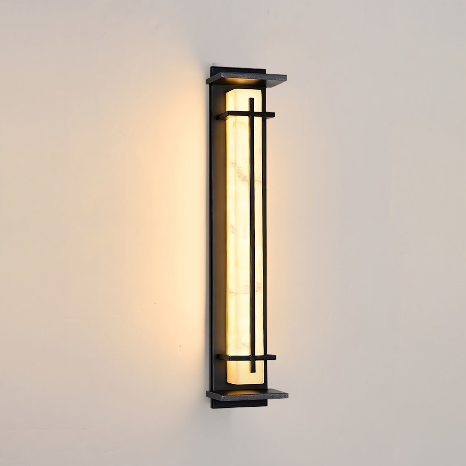 Ray Square Waterproof Outdoor Wall Light with Imitation Alabaster Finish