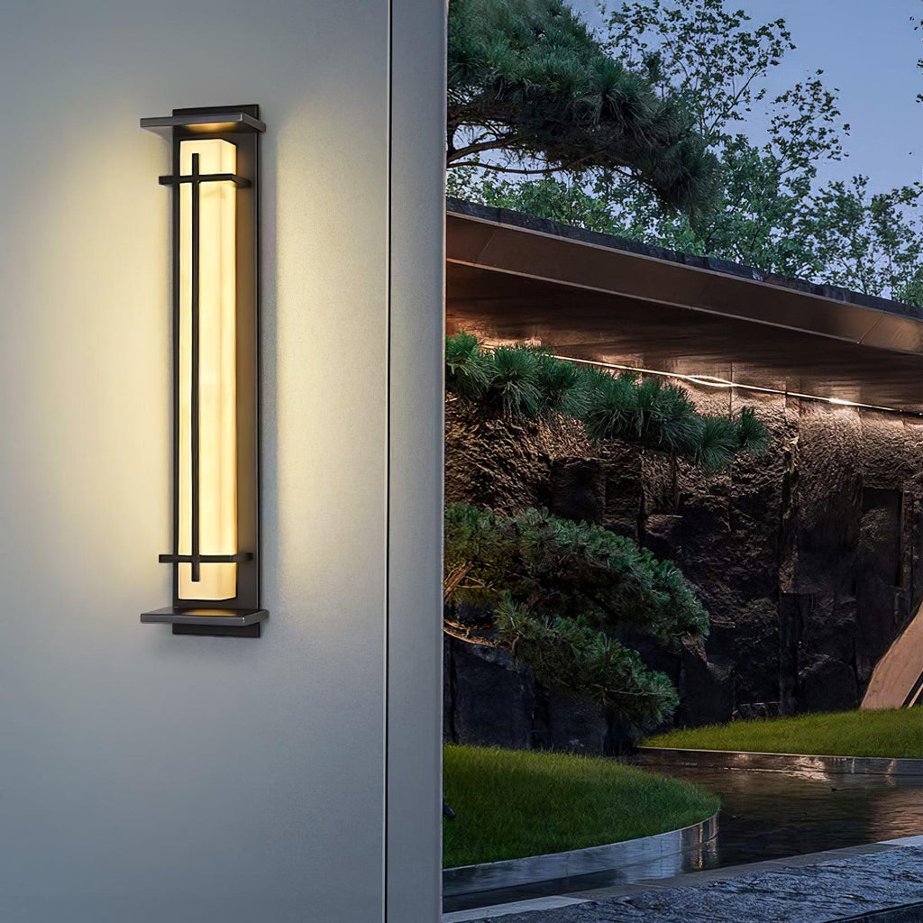 Ray Square Waterproof Outdoor Wall Light with Imitation Alabaster Finish