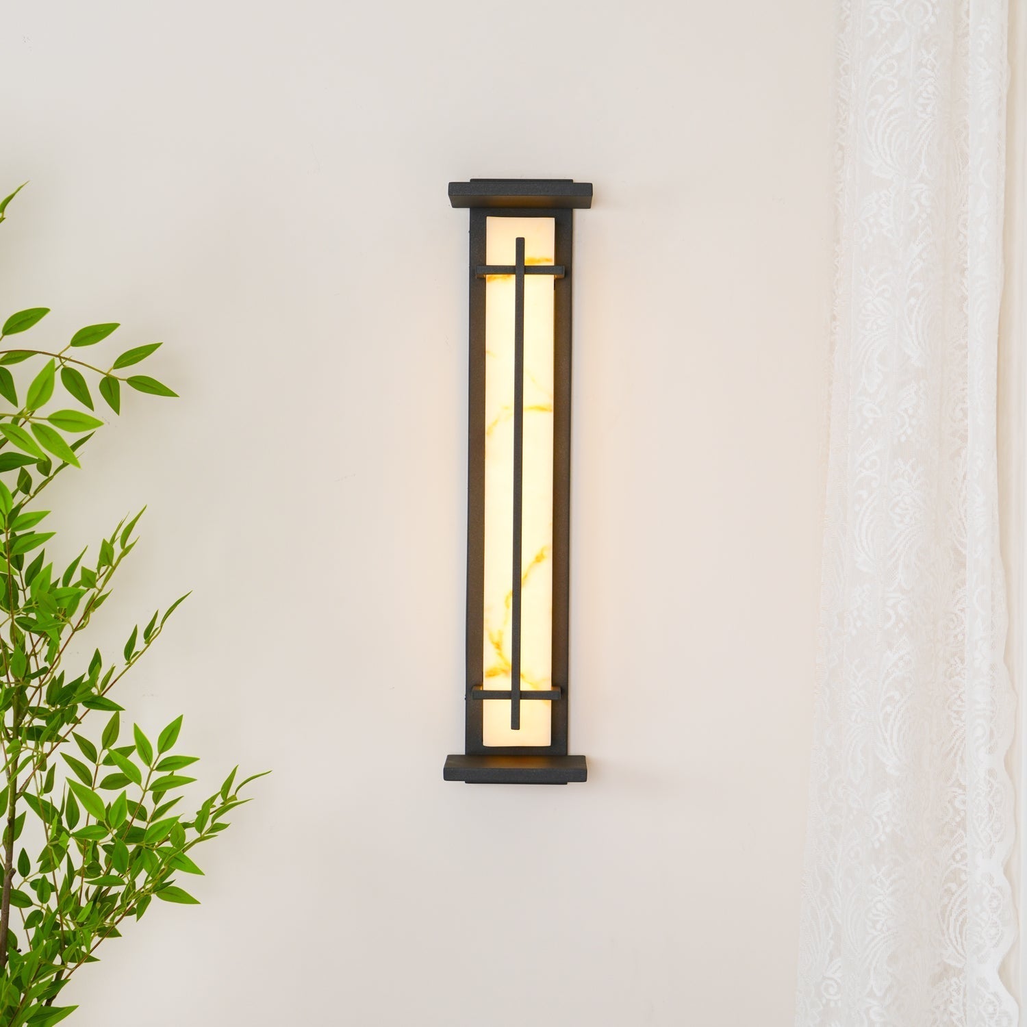 Ray Square Waterproof Outdoor Wall Light with Imitation Alabaster Finish