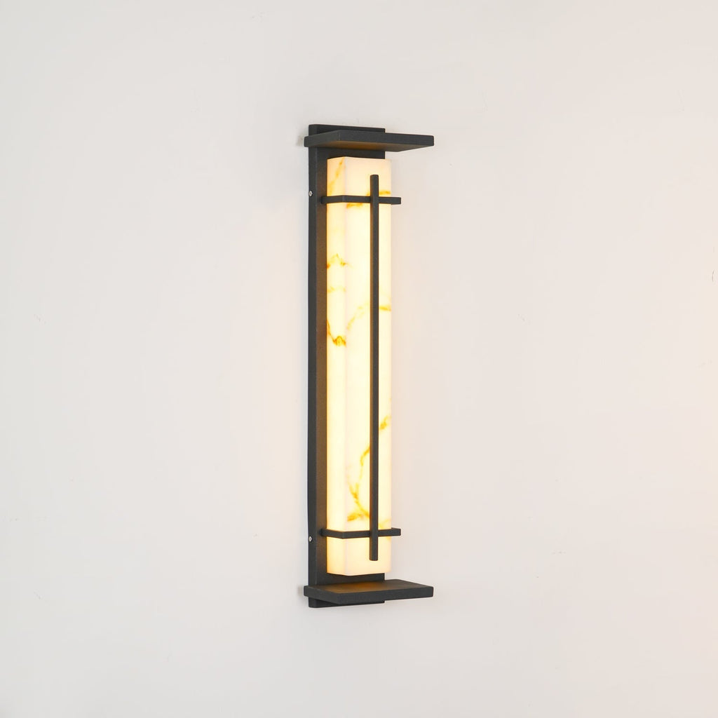 Ray Square Waterproof Outdoor Wall Light with Imitation Alabaster Finish