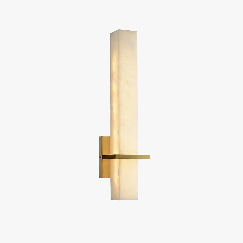 Ritta Modern Cuboid Wall Lamp in White Alabaster and Brass