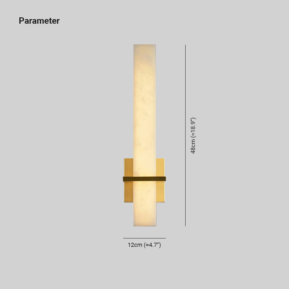 Ritta Modern Cuboid Wall Lamp in White Alabaster and Brass