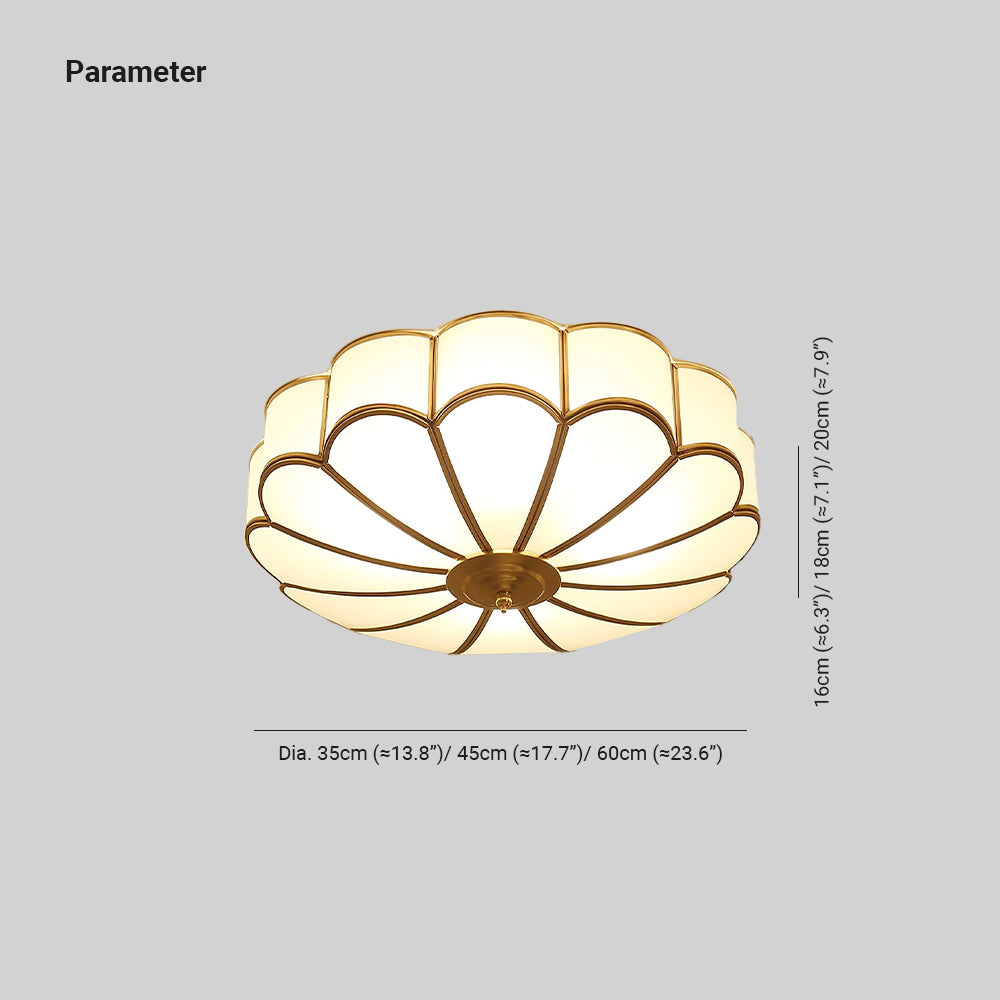 Ulira Flower-Shaped Brass Ceiling Light with Frosted Glass Shade