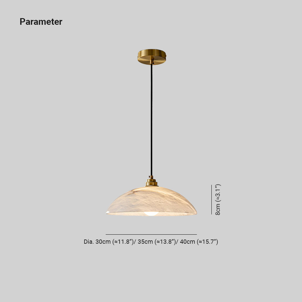 Delin Alabaster & Brass Dome Pendant Light