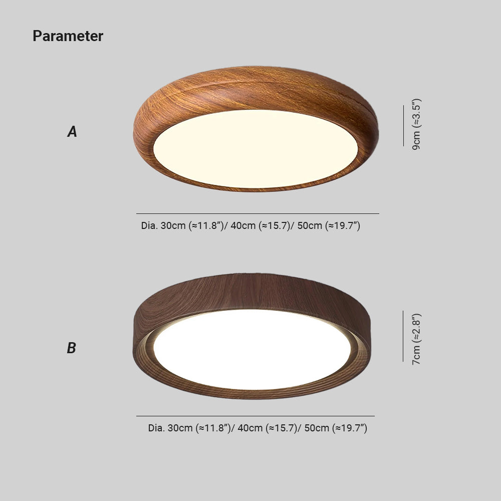 Grena Round Ceiling Light with Wood Grain Finish