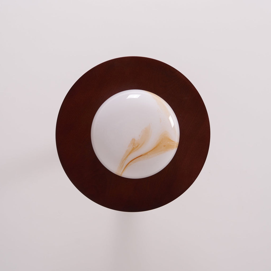 Muto Walnut Color & White Imitation Alabaster Ceiling Light