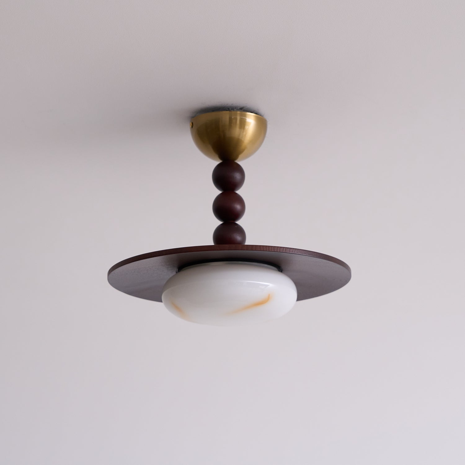Muto Walnut Color & White Imitation Alabaster Ceiling Light