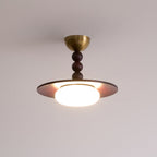 Muto Walnut Color & White Imitation Alabaster Ceiling Light