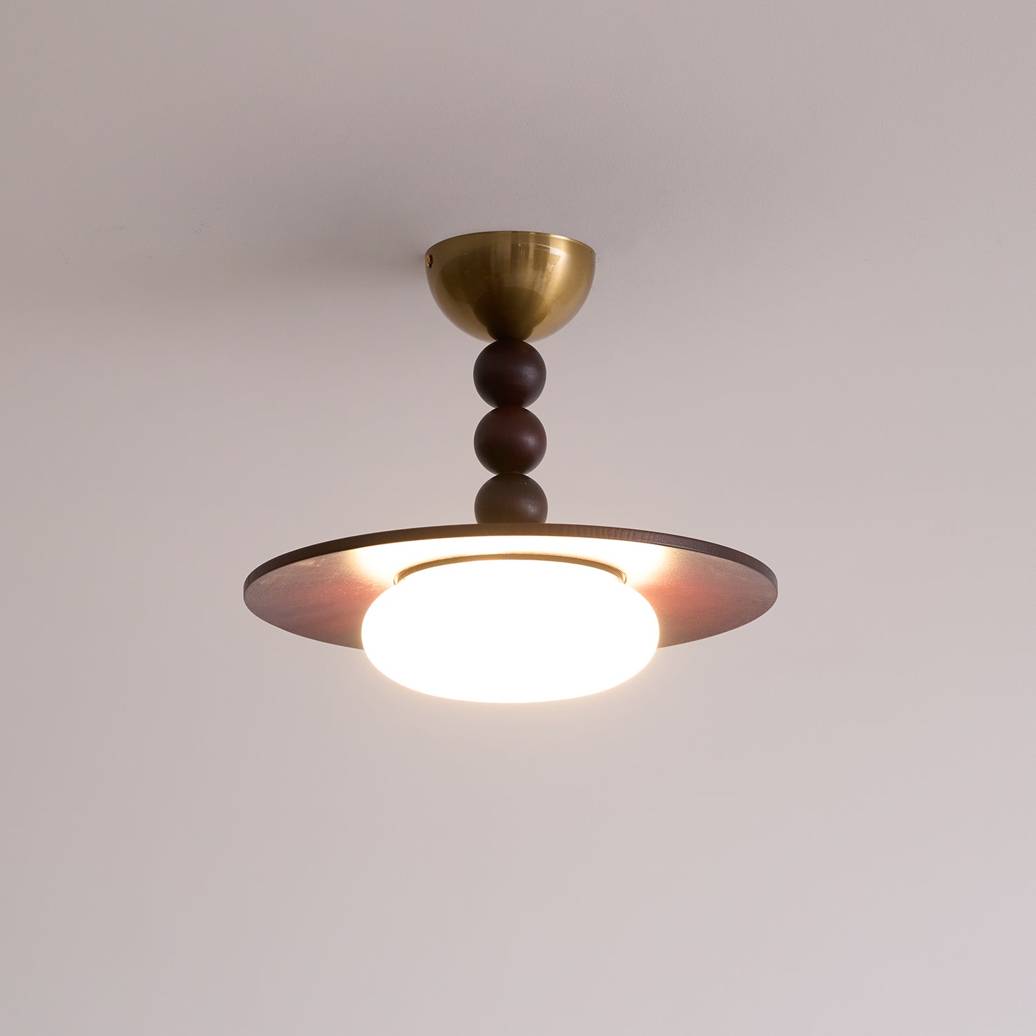 Muto Walnut Color & White Imitation Alabaster Ceiling Light