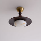 Muto Walnut Color & White Imitation Alabaster Ceiling Light