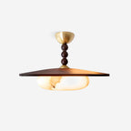 Muto Walnut Color & White Imitation Alabaster Ceiling Light