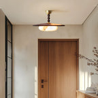 Muto Walnut Color & White Imitation Alabaster Ceiling Light